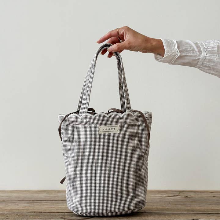 Gingham Quilted Scalloped Edge Tote Bag - Dalaga Bag for wholesale on Faire1