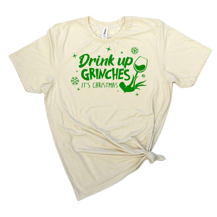 dkhandmade - Wholesale Screen Printed T-Shirt - Women's - DRINK UP GRINCHES CHRISTMAS T-SHIRT2