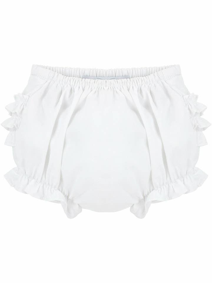 Baby Girls Ruffle Diaper Covers - White Bloomers for wholesale on Faire1