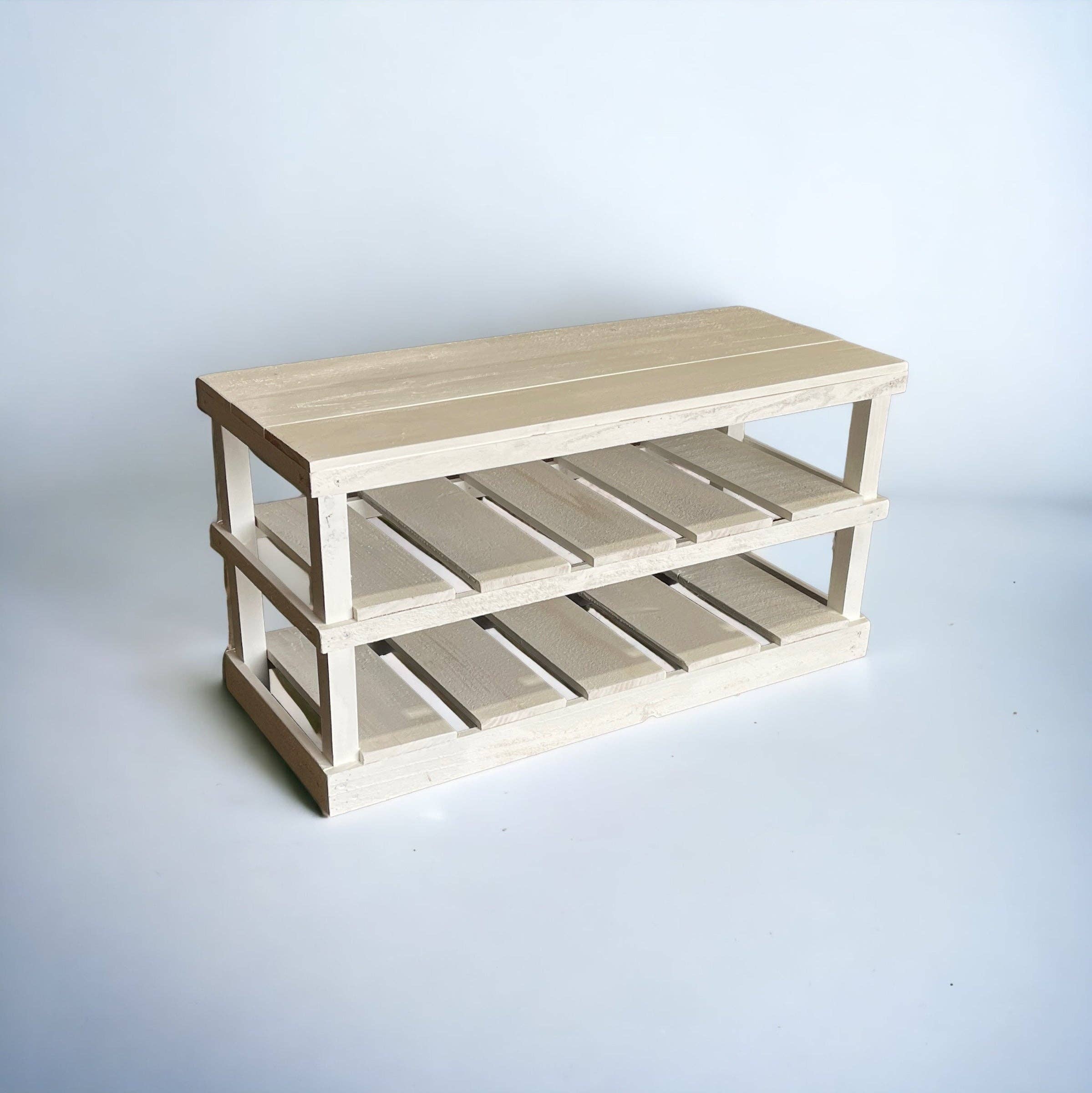 Intrinsic Haven - Vente Étagères à chaussures - Banc-rangement rustique en bois à deux étages pour chaussures5