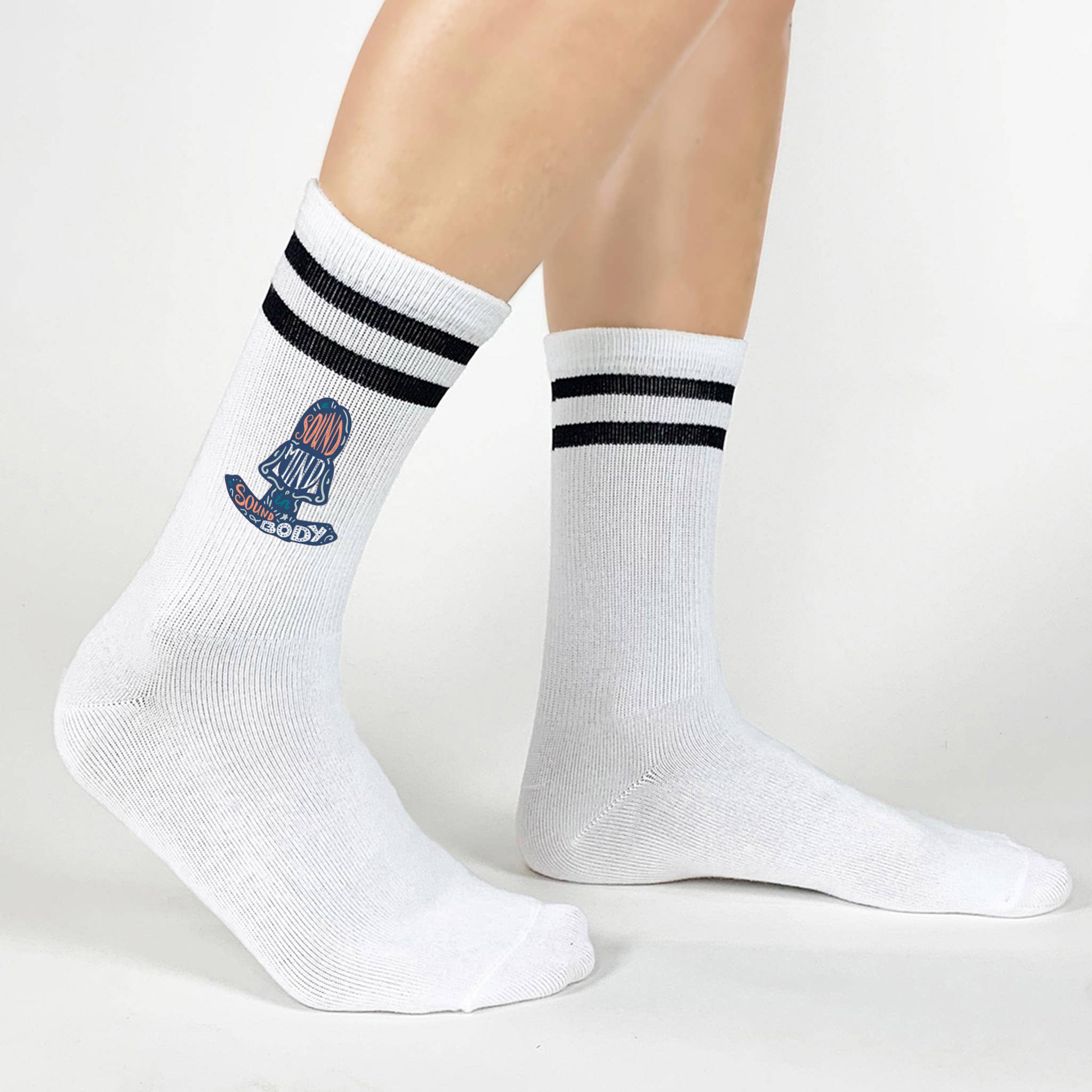 Sockprints - Wholesale Socks - Unisex - Custom Printed Striped Crew Socks with Gripper Soles6