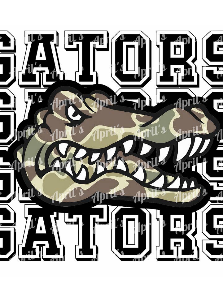 Transferência DTF Mascote Camo Gators por atacado de Signs By Aprils LLC