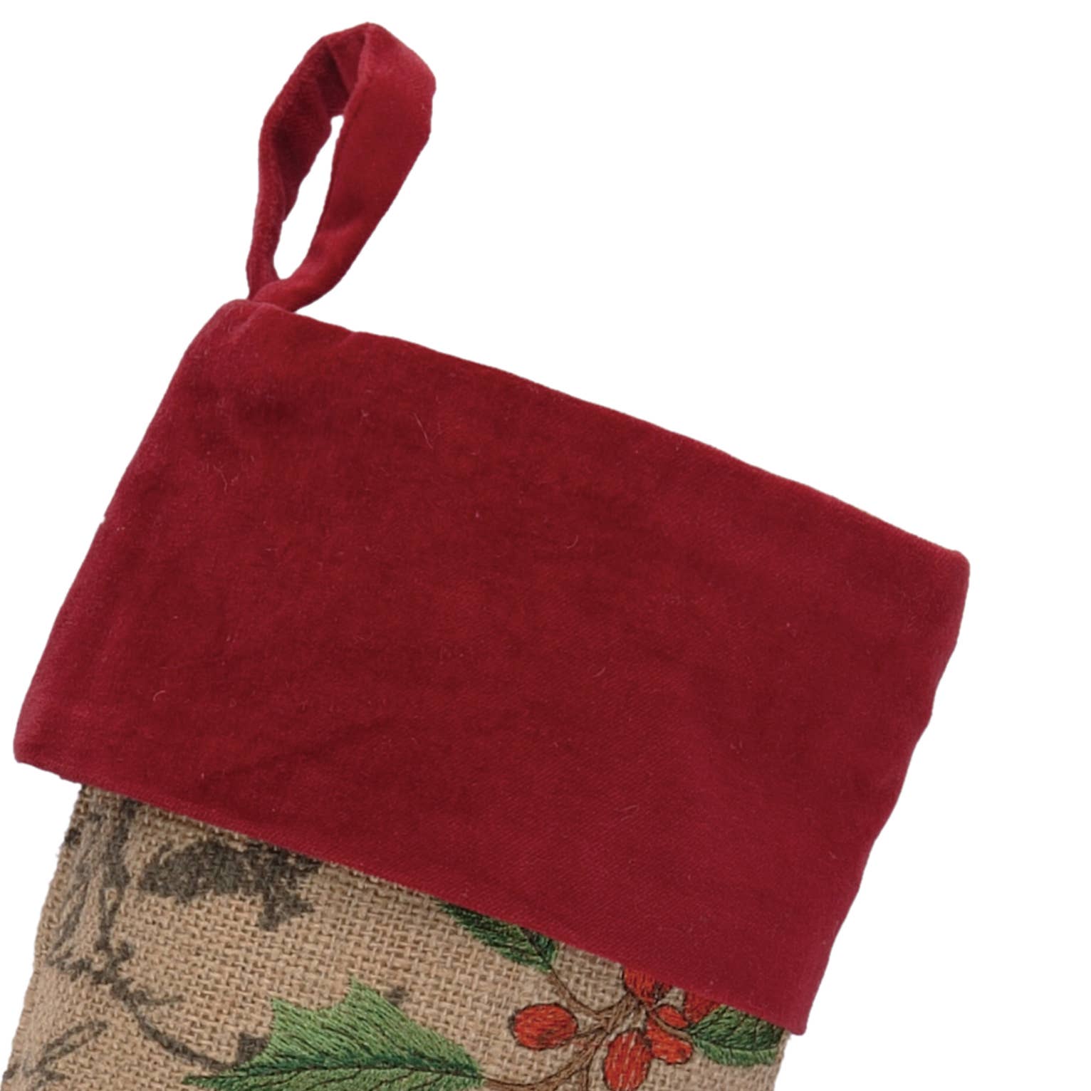 Peking Handicraft – wholesale Holiday Stocking – Poinsettia Burlap Stocking1
