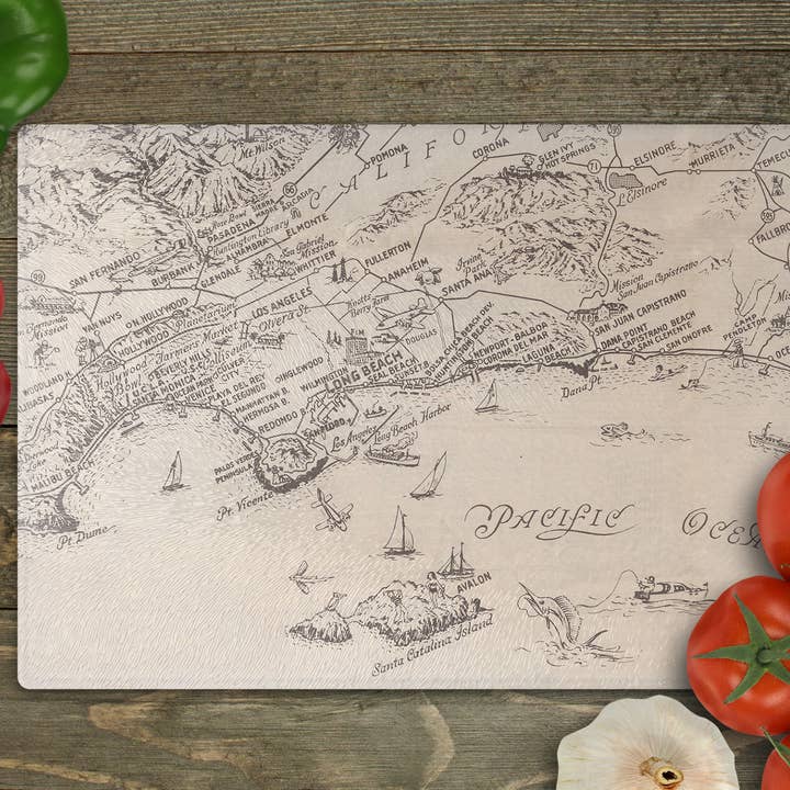 Southern California Map Cutting Board Charcuterie Board for wholesale by Daisy Mae Designs