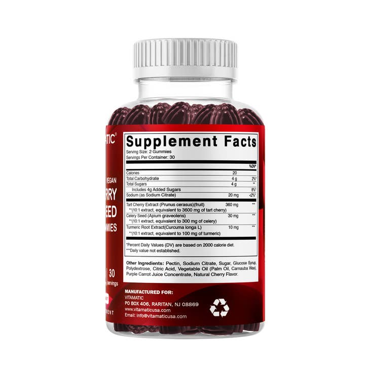 Vitamatic - Wholesale Oral supplement/vitamin - Vitamatic Tart Cherry with Celery Seed | 60 Vegan Gummies8