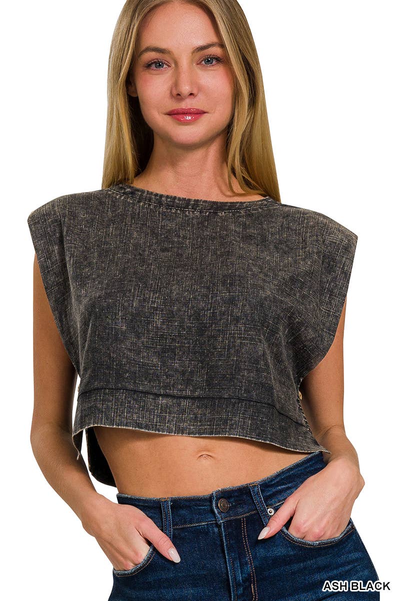 42POPS - Wholesale Gebreide top - Dames - ",..Zuurgewassen Zij Knopen Spier Crop Top10