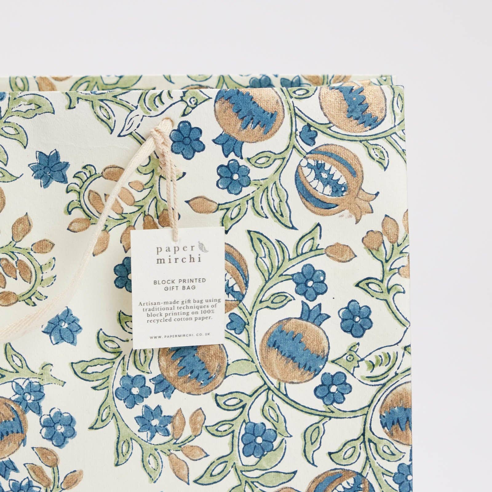 Paper Mirchi - Wholesale Gift Bag - Hand Block Printed Gift Bags (Large) - Indigo10