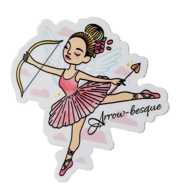 Arrow-besque Dance Cupid Sticker, 2.9" x 3" for wholesale by Denali & Co.