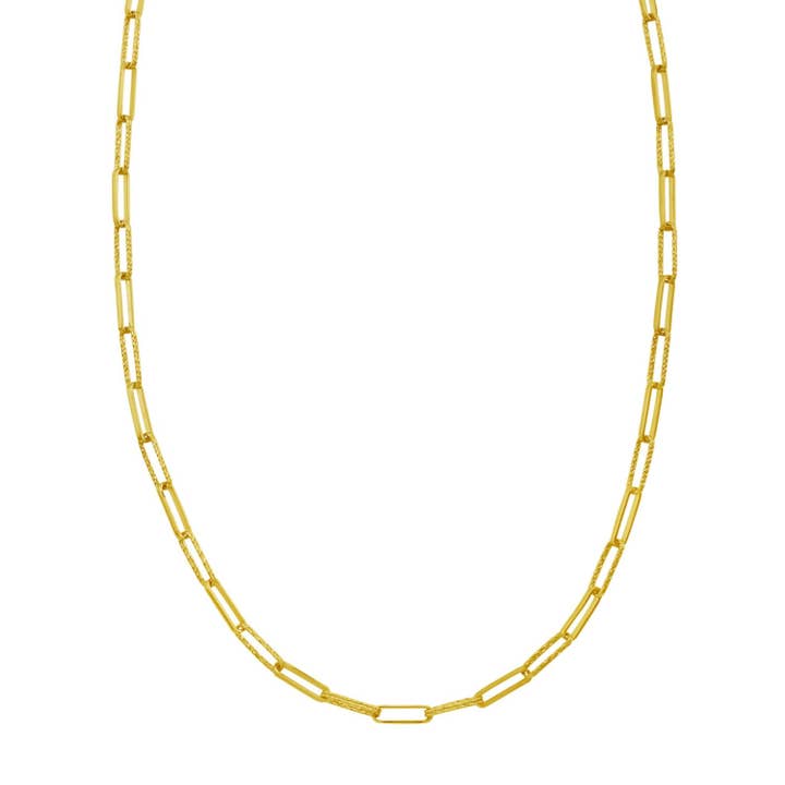 14K gult guld mini diamante papirclips halskæde (3,20 mm) for engroshandel hos RubyAnn Jewelry