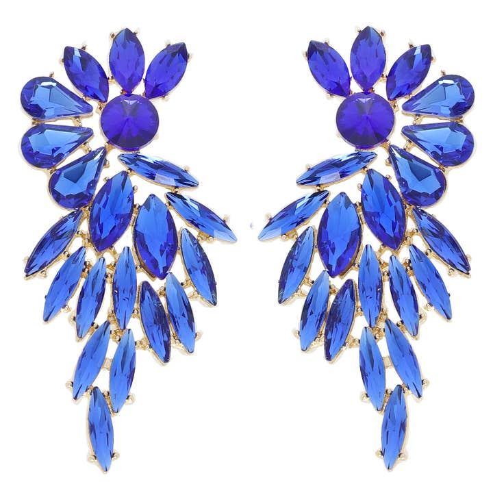 SP Sophia Collection - Wholesale Dangle Earrings - Rhinestone Crystal Petal Cluster Wings Drop Earrings2