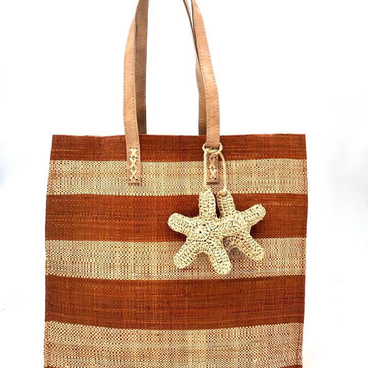Shebobo - Wholesale Beach Bag - Starfish Straw Tote Bag with Crochet Starfish Charm