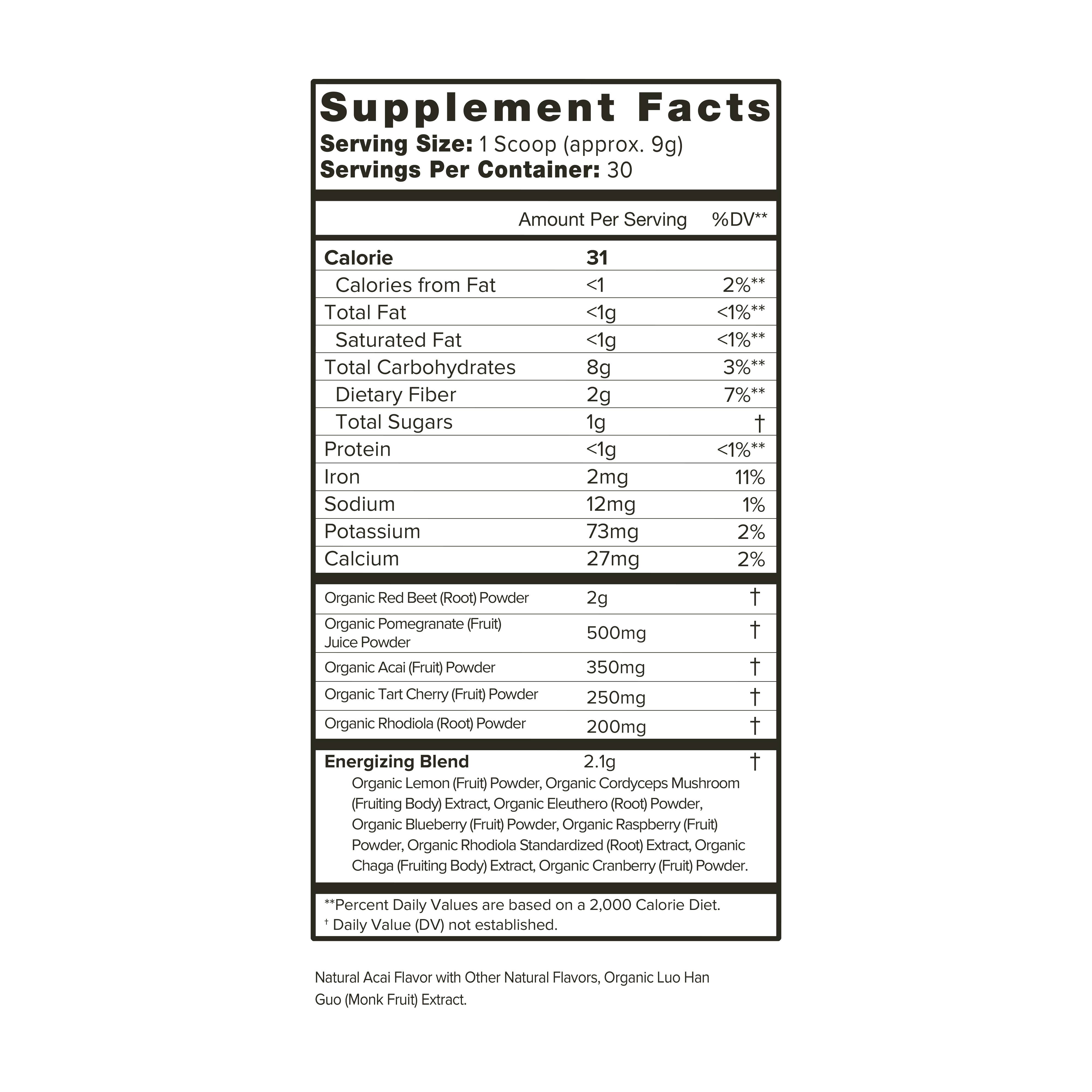 Organifi – Engroshandel Pulver til sunhedsdrik – Rød Juice - Energiforøgende Bær Adaptogen Blend3