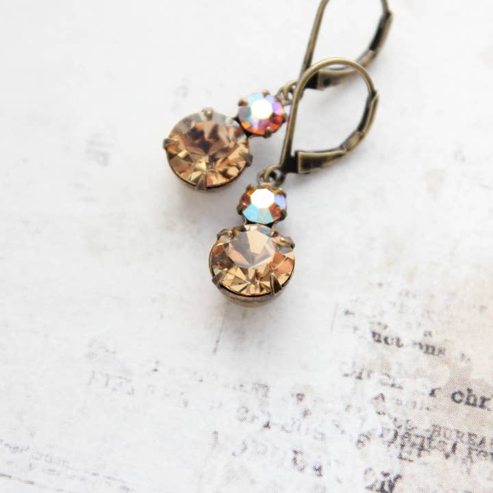 A Pocket of Posies - Wholesale Dangle Earrings - Small Drop Earrings | Vintage Glass | Colorado Topaz