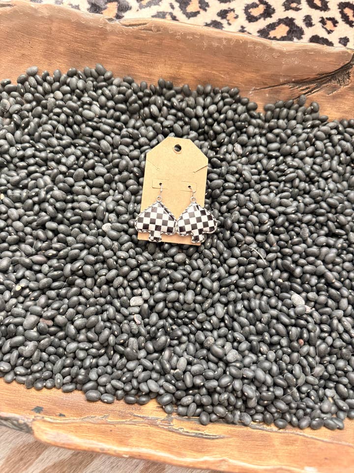 Checkered Spade Earrings (Glossy) for wholesale by Delanie Nicole