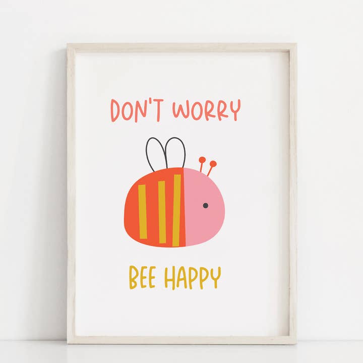 Maak je geen zorgen, Bee Happy A4 Print voor wholesale door Paper Daisies by j'adorne