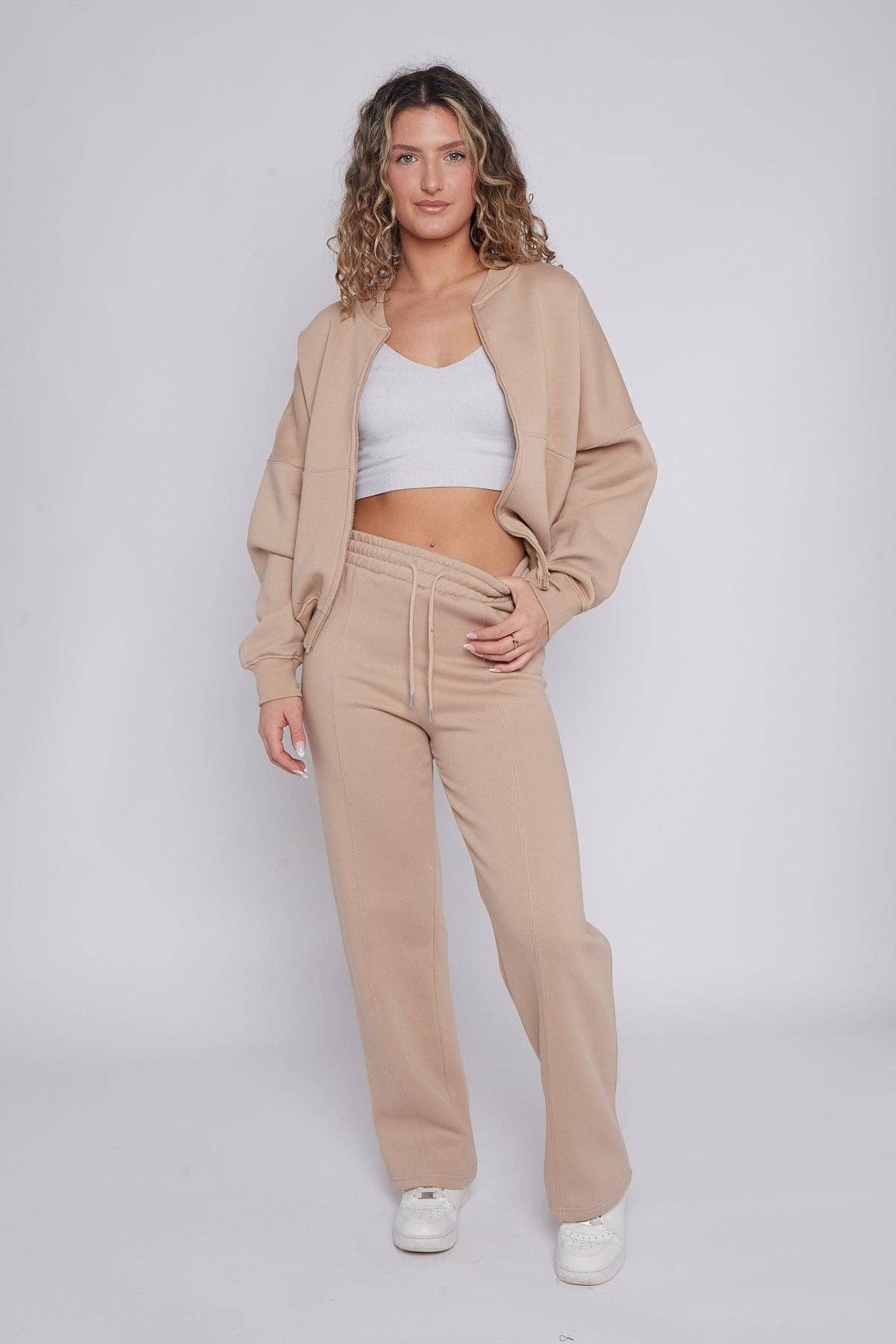 AX Labels - Wholesale Top & Pant Set (NOT Loungewear) - Women's - Oversized Bomber Style Fleece Zipper Co-ord36