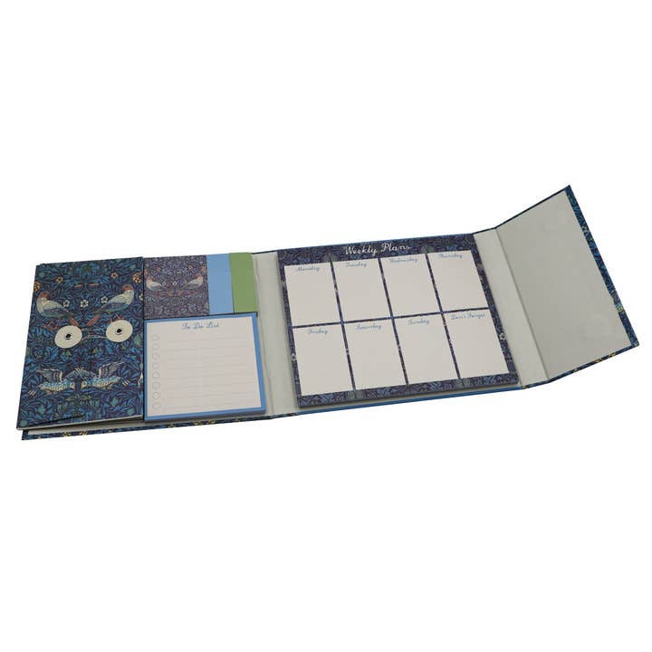 Robert Frederick Ltd – Agenda por atacado – Planeador Semanal Organizador William Morris Com Notas Adesivas - Design de Pássaros4