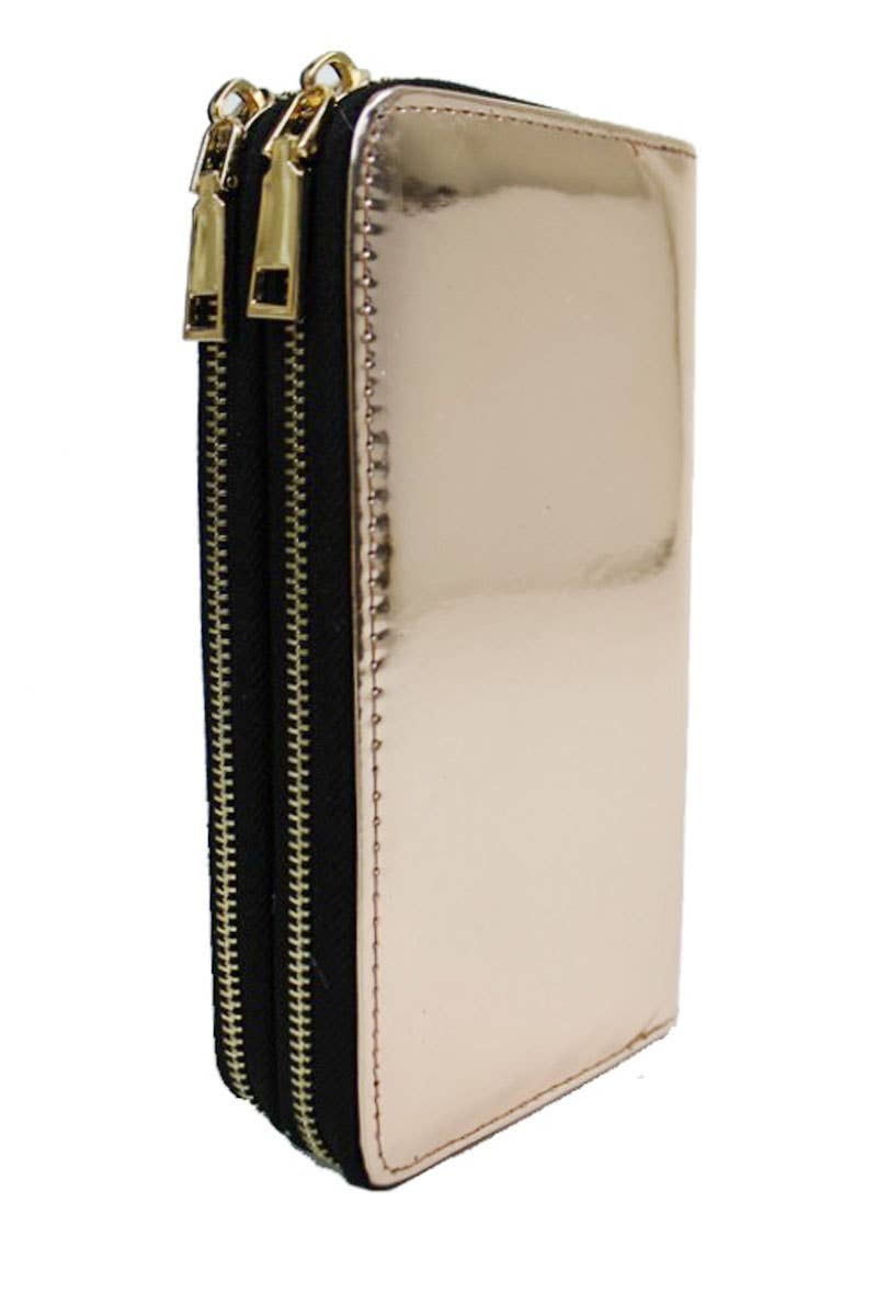 Cap Zone - Wholesale Wallet - Women's - Double Zipper Metallic Wallet1
