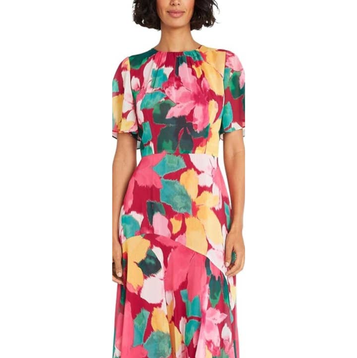 Robe midi à manches courtes multicolore Maggy London pour la vente par New Yorker's Apparel