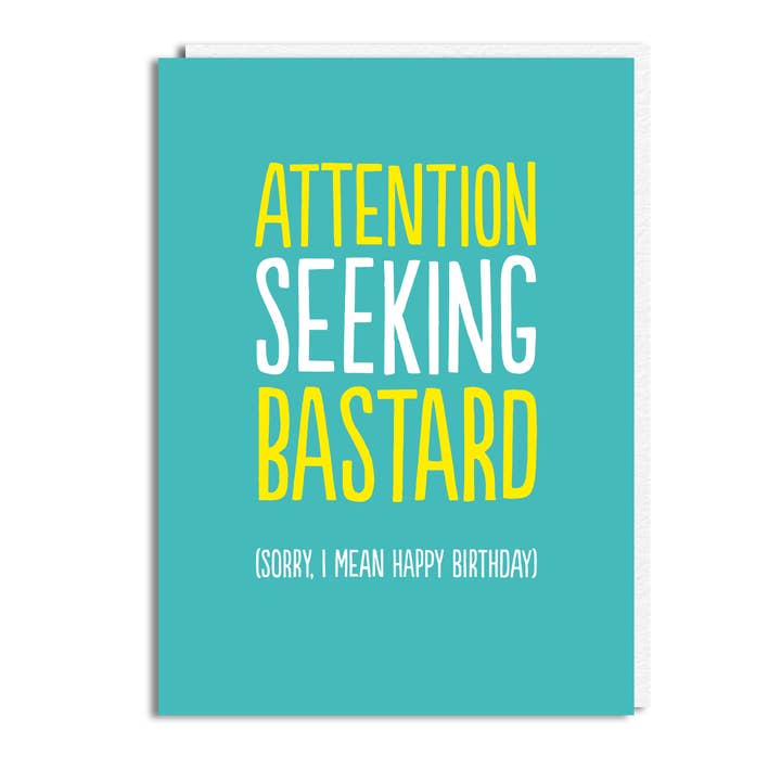 Funny Birthday Card ‘Attention’ for wholesale by The Buddy Fernandez Card Company