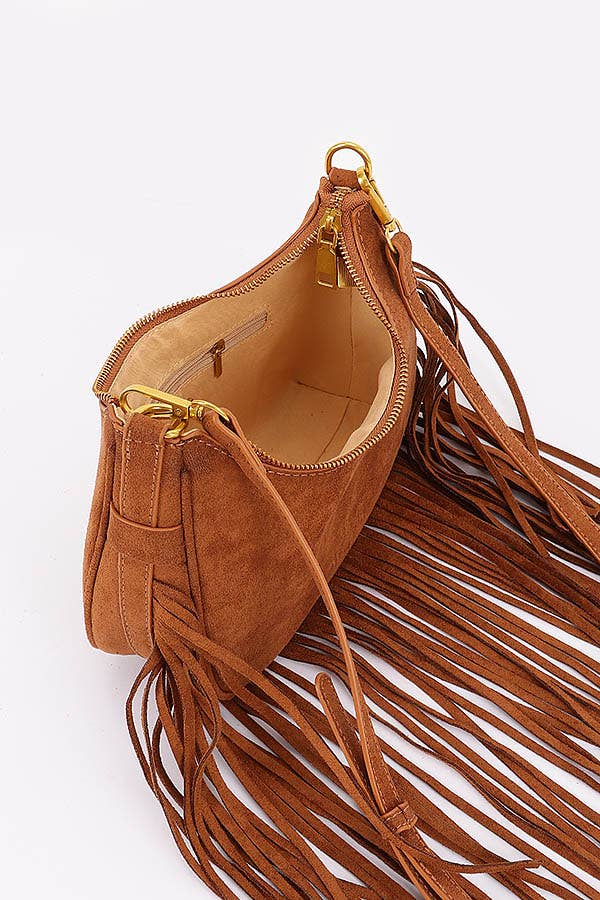 Shop Neighbors - Vendita all'ingrosso Borsa a tracolla - Donna - Borsa a tracolla in camoscio con frange rifinite2