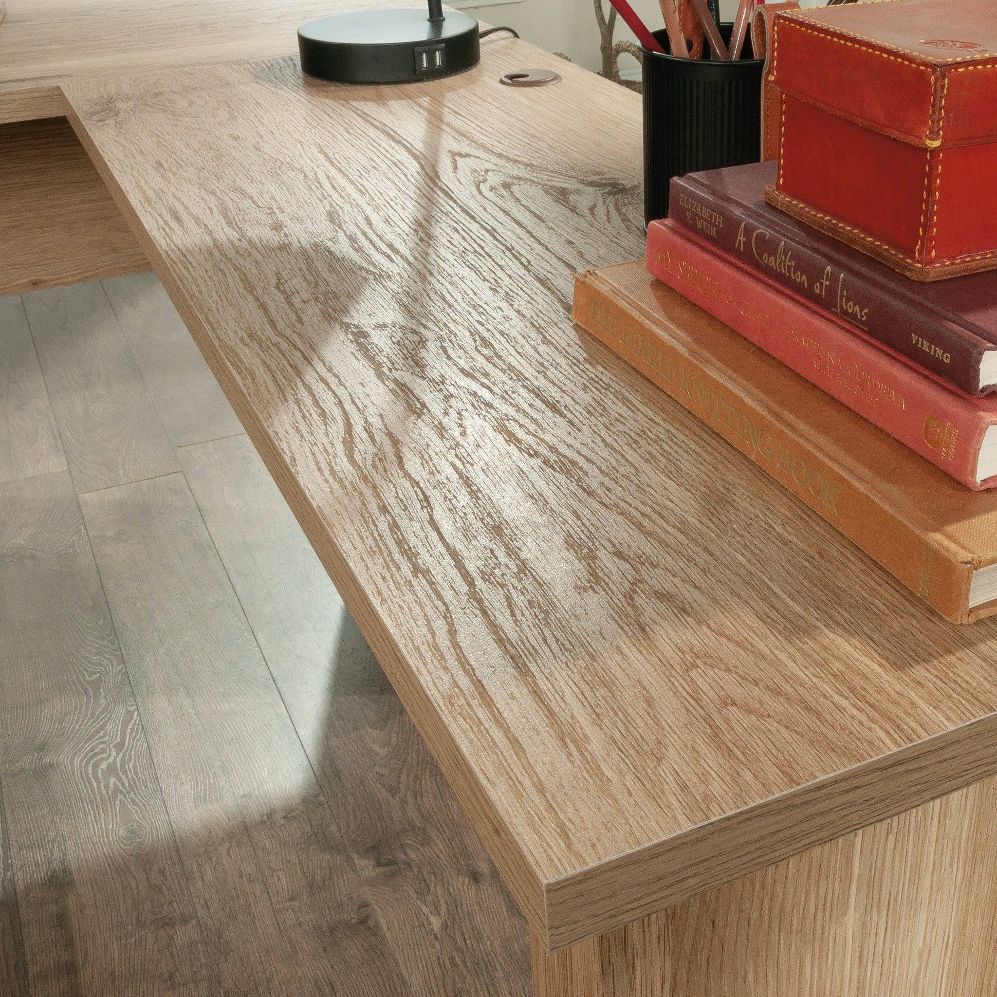 39F Inc. - Vente Assortiment pour bureau - Bureau en forme de L avec finition marron, bois reconstitué5