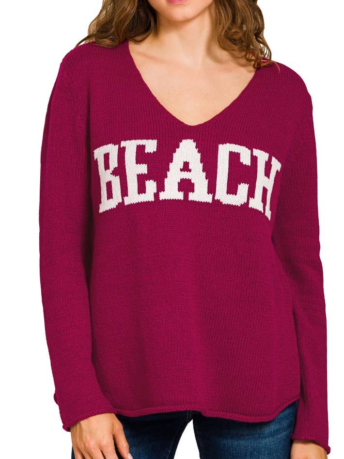 Beach V Neck Sweater for wholesale by Vanilla Monkey