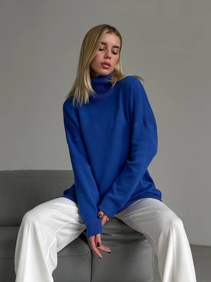 Marayn - Wholesale Tunic Sweater - Women's - Womens Cozy Loose Knit Turtleneck Sweater2