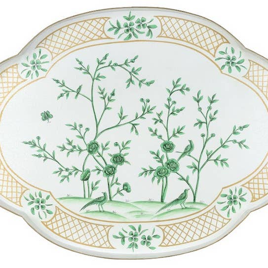 The Enchanted Home - Vendita all'ingrosso Vassoi da portata - Tavolino con vassoio smerlato avorio e verde1