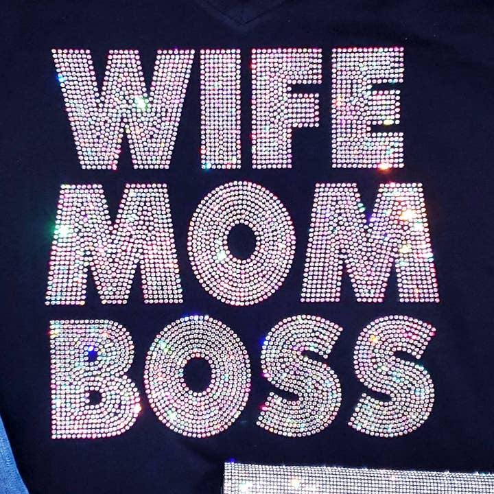 Wife Mom Boss Solo diseño de transferencia de revisión para venta al por mayor de Crystallized by Sparkle