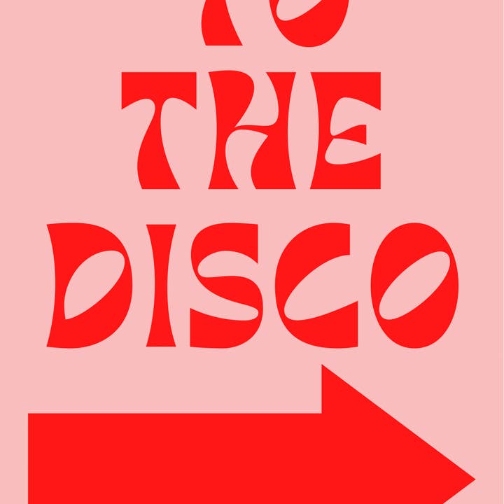 Blue Iris Designs Co - Vendita all'ingrosso Stampa artistica - Stampa 'To the disco' con freccia1