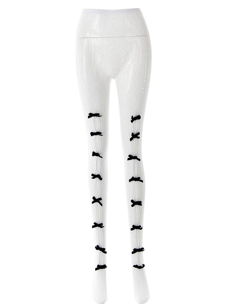 Sweetkama - Wholesale Pantyhose - Women's - Ladies Punk Bowknot Stockings Color Block Pantyhose SKASC41140