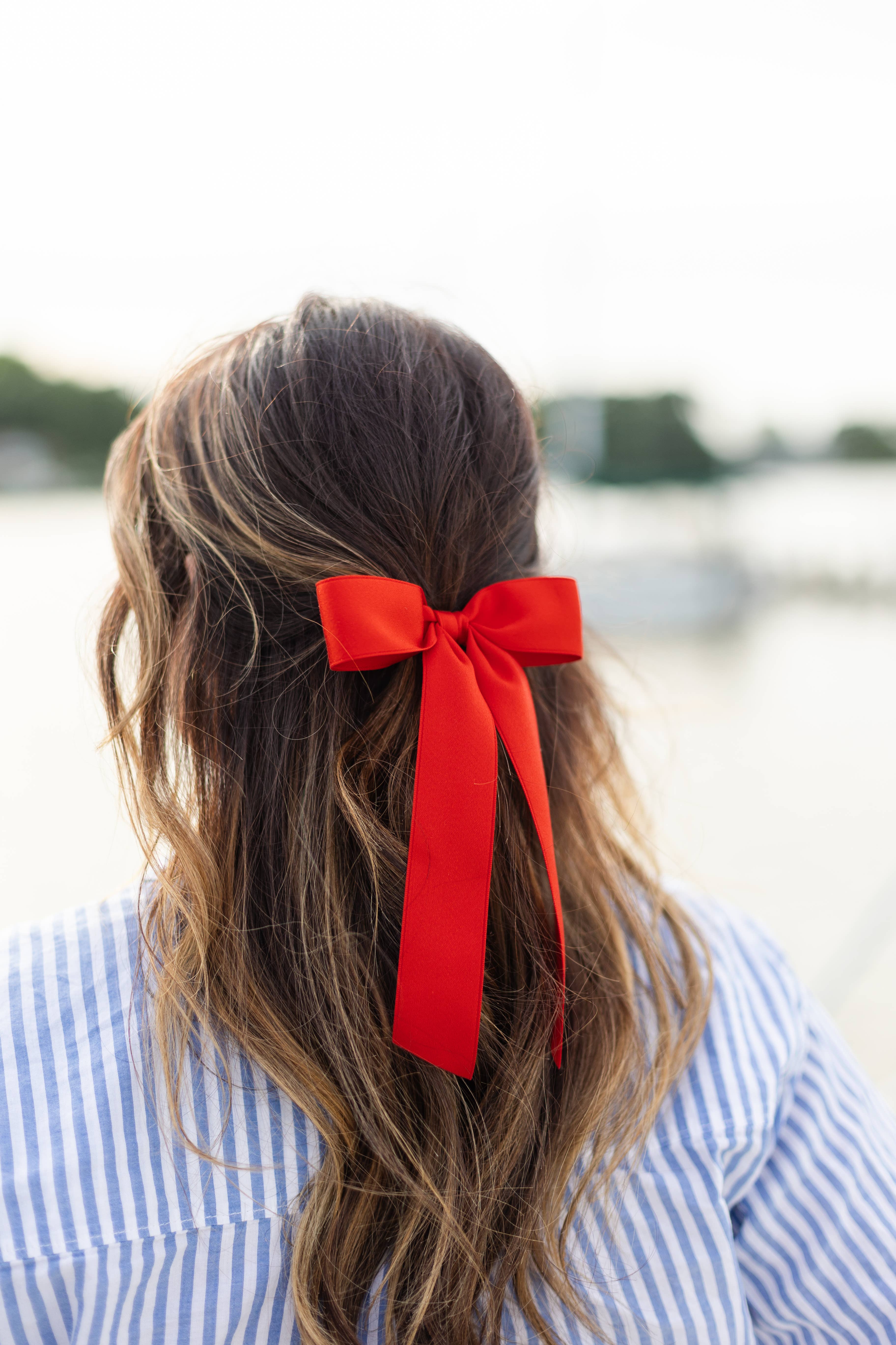 Grace & Grandeur - Wholesale Hair Bow - Women's - Medium Matte Satin Hair Bow Barrette | Florence Bow42