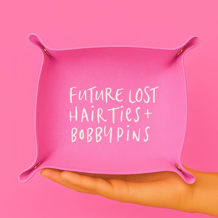 Aspen Lane - Wholesale Decorative Plate/Dish/Bowl - Funny trinket tray | Future Lost Hair Ties (Pink)0