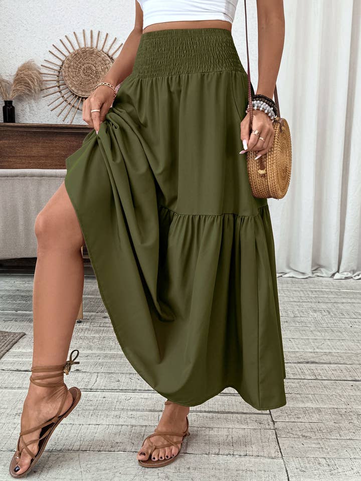 Rosa Clothing - Wholesale Skirt - Women's - Ditsy Floral Smocked Waist A-Line Skirt15