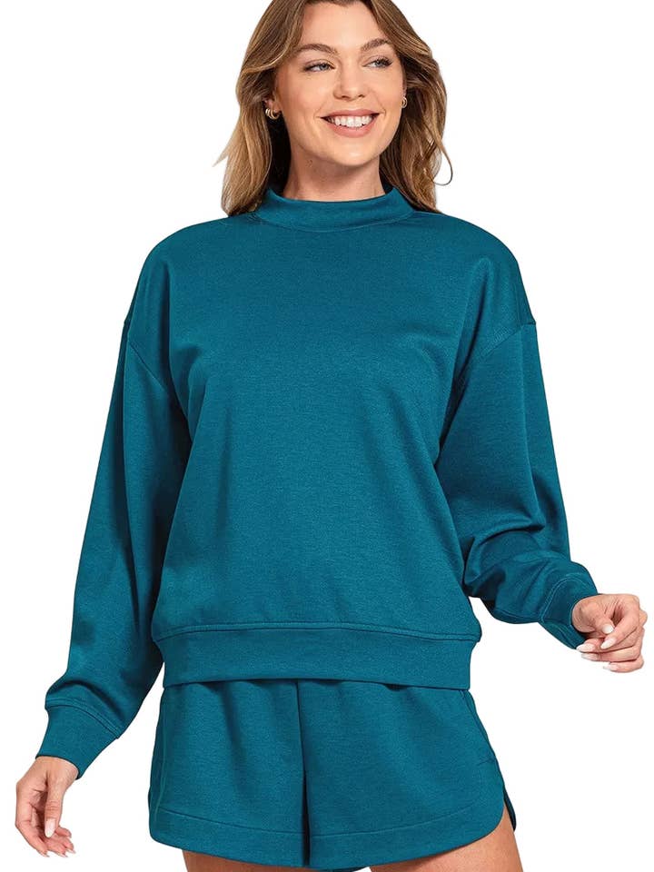 Conjunto de Sweatshirt de Manga Comprida e Calções Zenana Scuba por atacado de Garden Naked