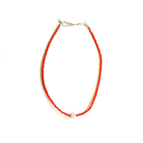 Erry Shop - Wholesale Beaded/Pearl Necklace - RED & WHITE SHAMBALLA BEADED NECKLACE
