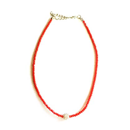 Erry Shop - Wholesale Beaded/Pearl Necklace - RED & WHITE SHAMBALLA BEADED NECKLACE0