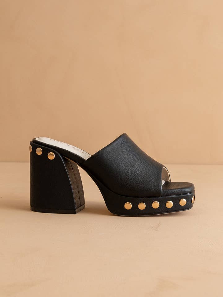 The Leona | Black Studded Platform Heel for wholesale on Faire