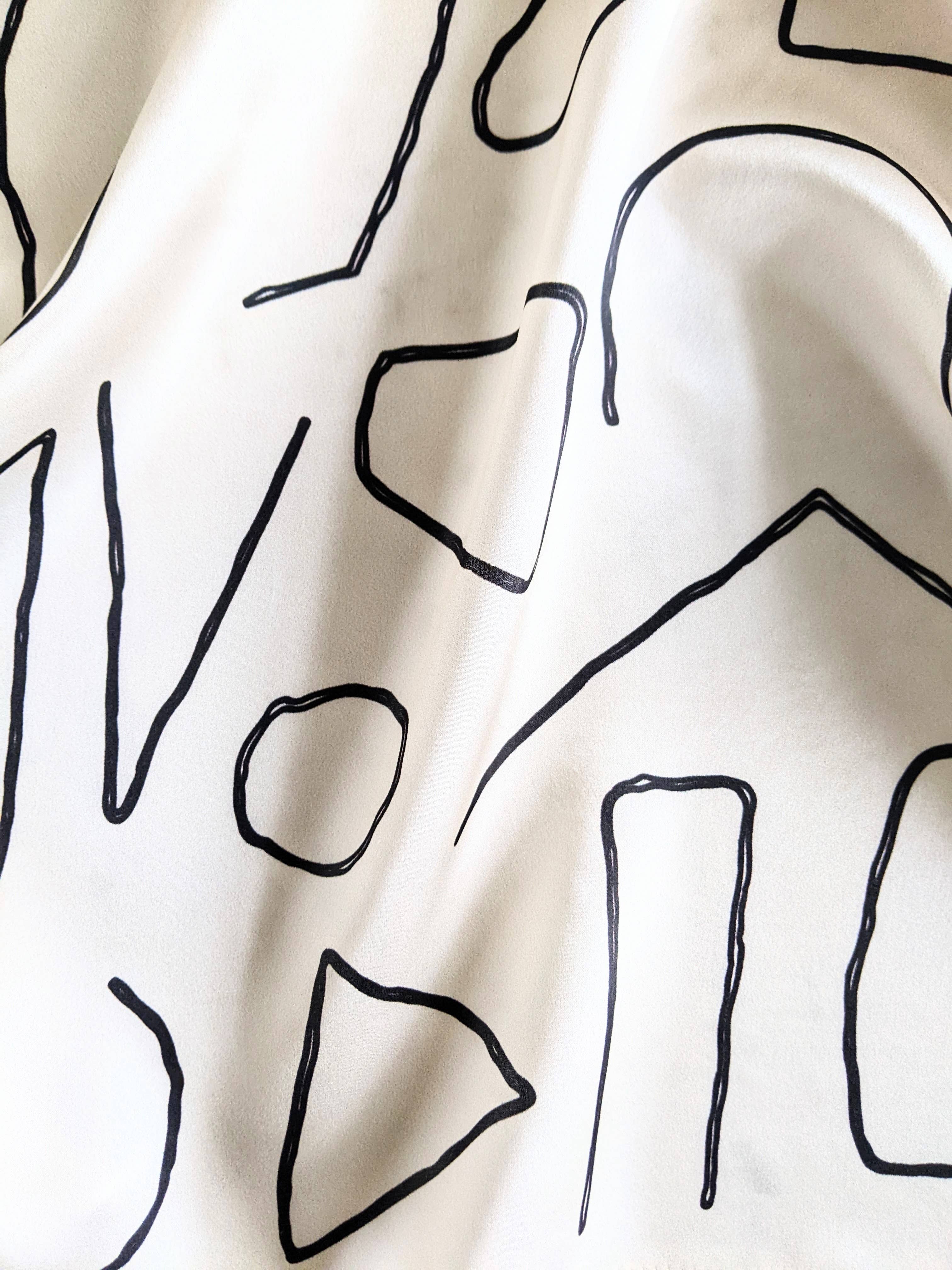 Madeleine Sywulak US - Wholesale Scarf - Women's - 100% Silk Scarf - Ecru & Black2