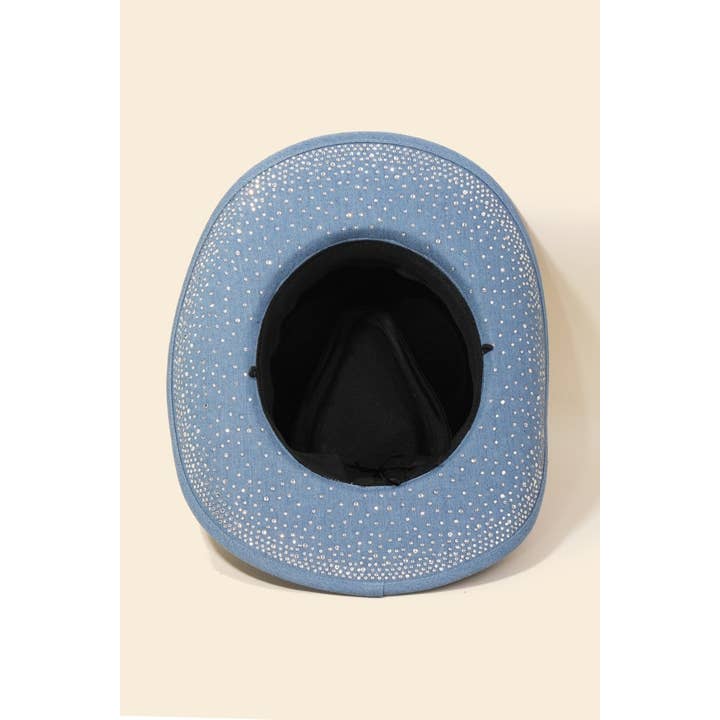 Anarchy Street - Wholesale Cowboy Hat - Women's - Rhinestone Studded Denim Cowboy Hat6