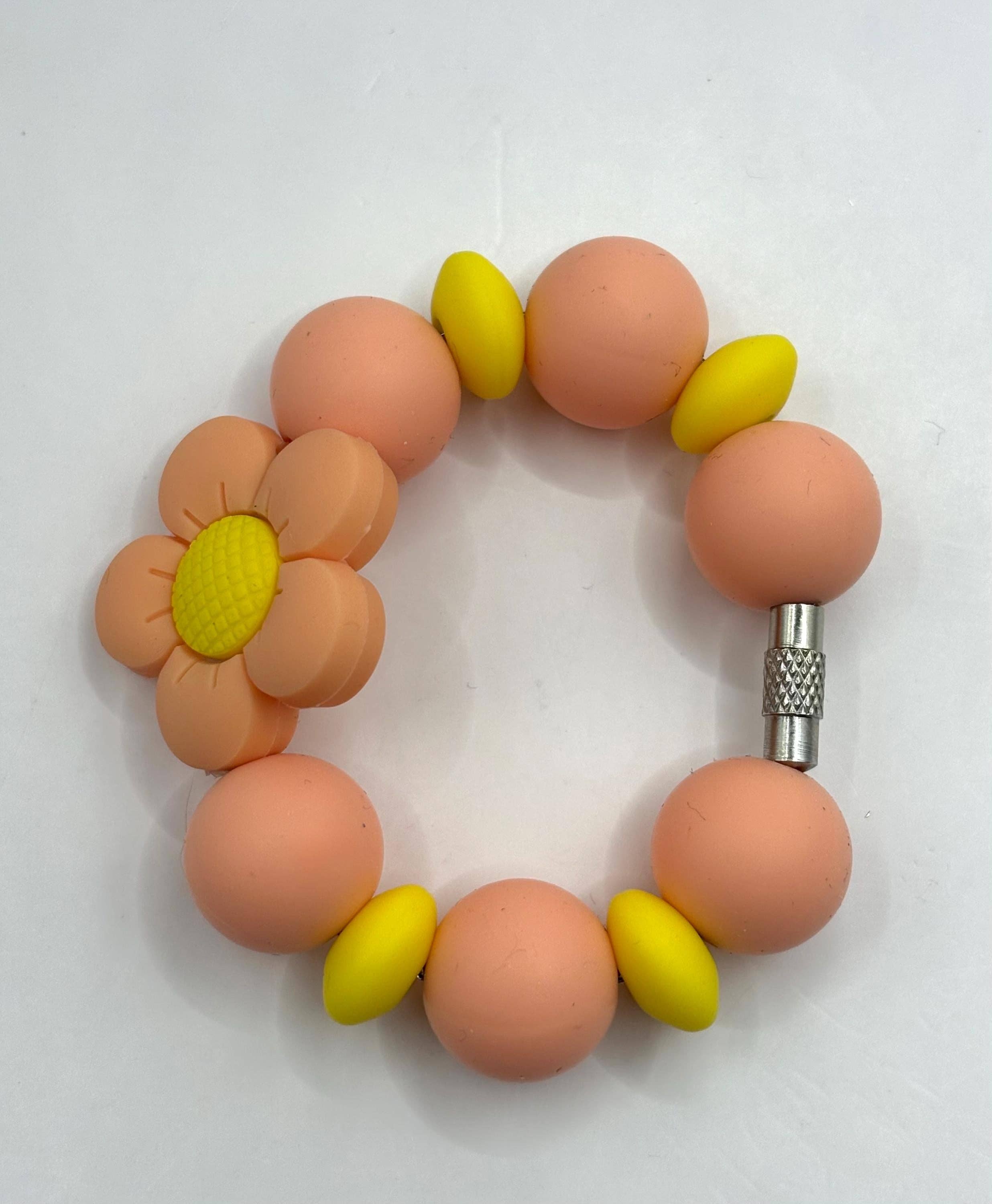 ASAP Craft Supplies - Wholesale Drink Topper - Peach Flower Beaded Cup Charm - cup handle charm - tumbler charm - accessories1