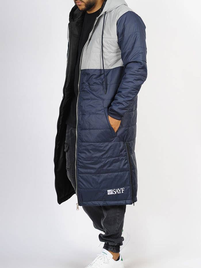 Sayf Extra-Long Padded Jacket (Navy) for wholesale by SAYF
