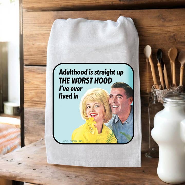 L'âge adulte est de loin le pire quartier - Torchon pour la vente par High Cotton Gifts