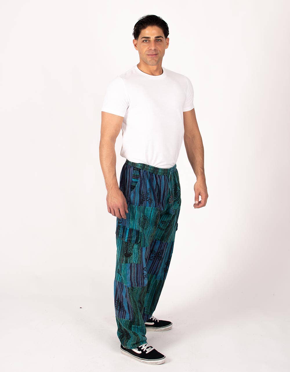 Kimago Look - Wholesale Pants - Men's - Kimago green or light blue patchwork handmade pants6
