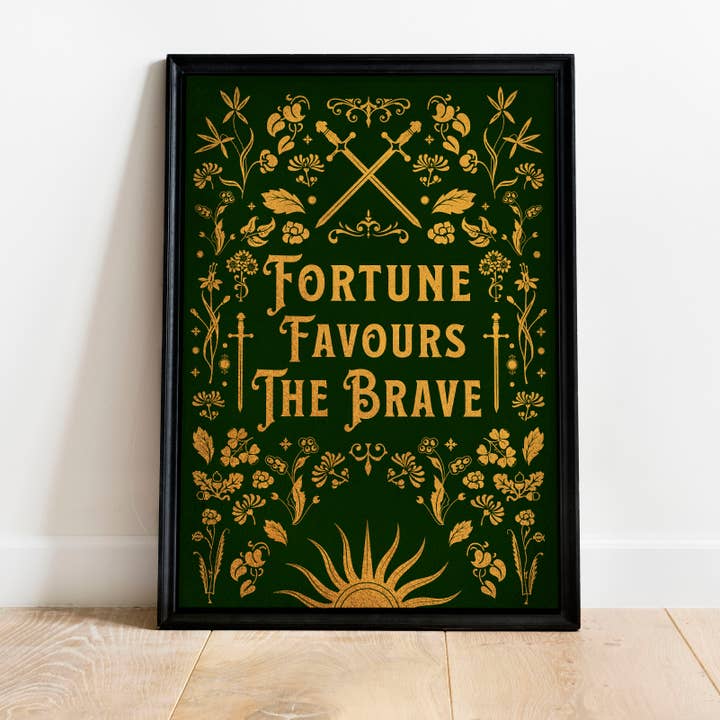 Fortune Favours The Brave Typography print for wholesale by Little Forest Cat
