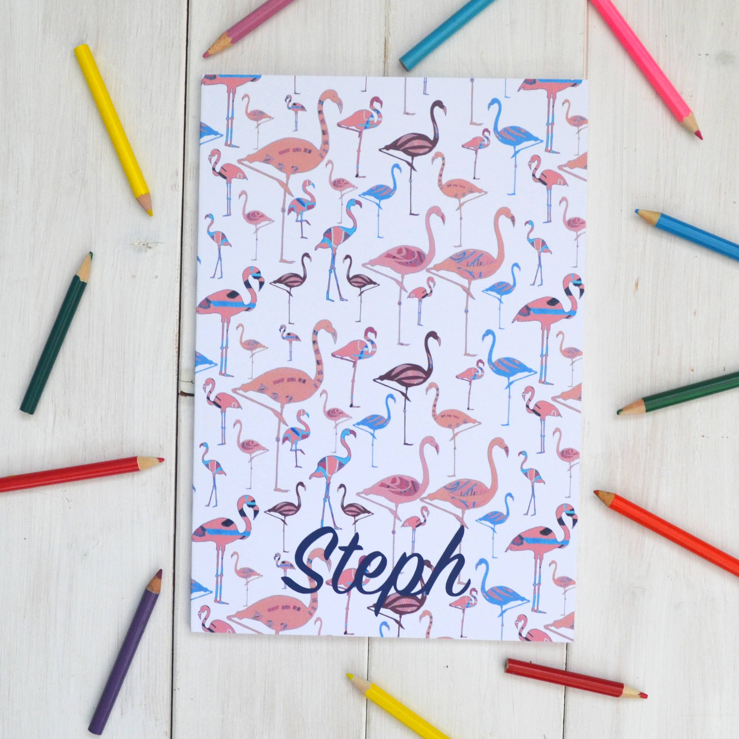 Lottie Lane – wholesale Notebook – Recycled Notebook/Journal Funky Flamingos3