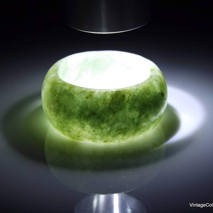Vintagecollection888 – Anel de banda por atacado – Anel de Jade Natural Jadeíta Verde Claro US 10,25 - 20,1 mm2