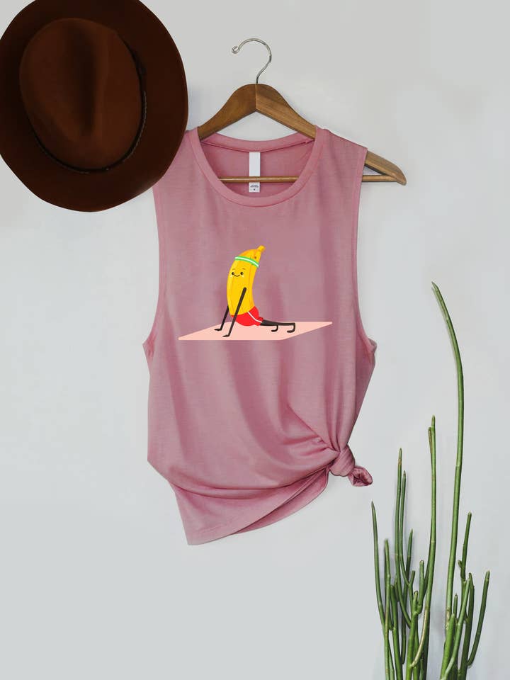 Top gráfico sem mangas - Yoga por atacado de PINK NABI