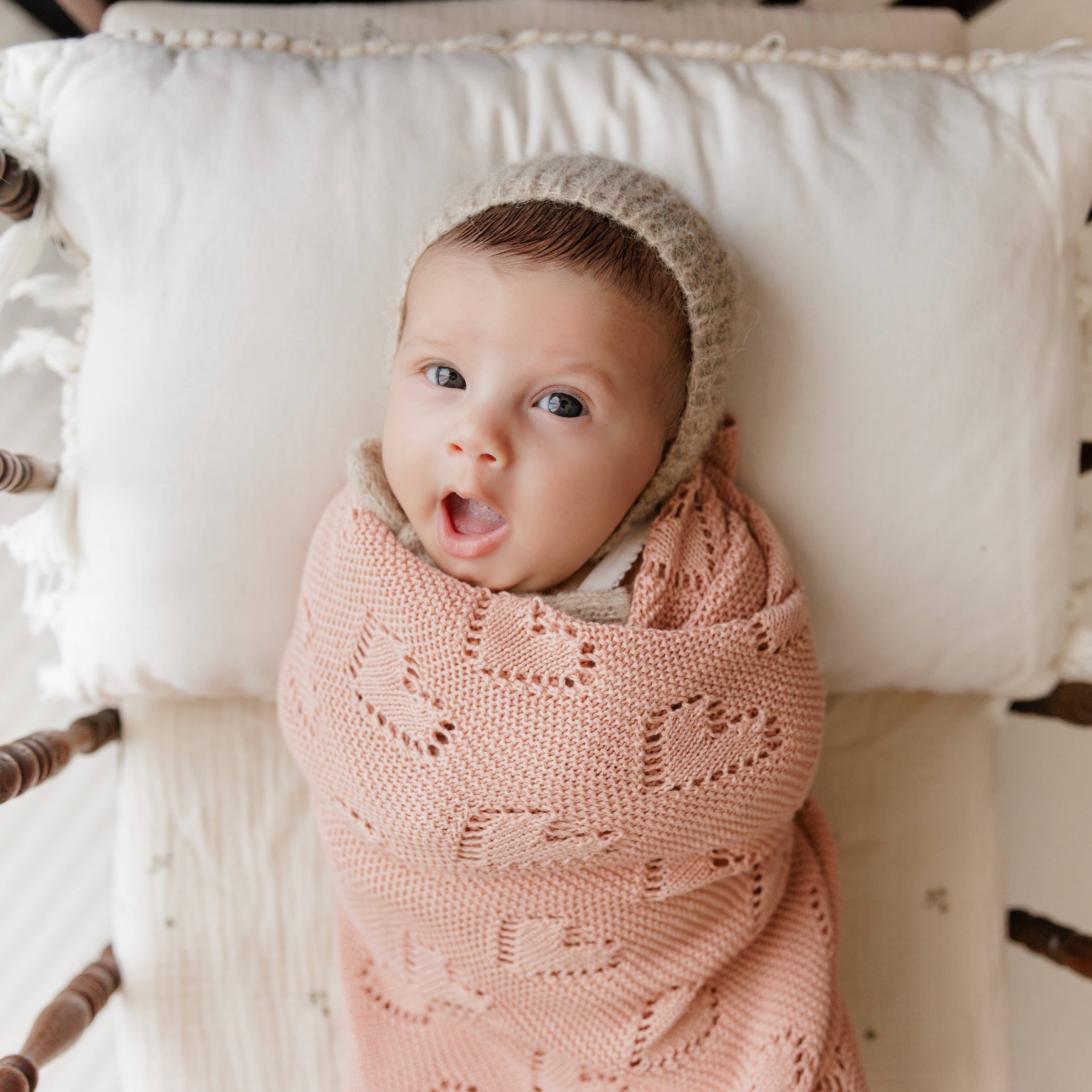 Bleu La La - Wholesale Receiving Blanket - Baby - 100% Luxury Cotton Receiving Swaddle Baby Blanket - Heart15